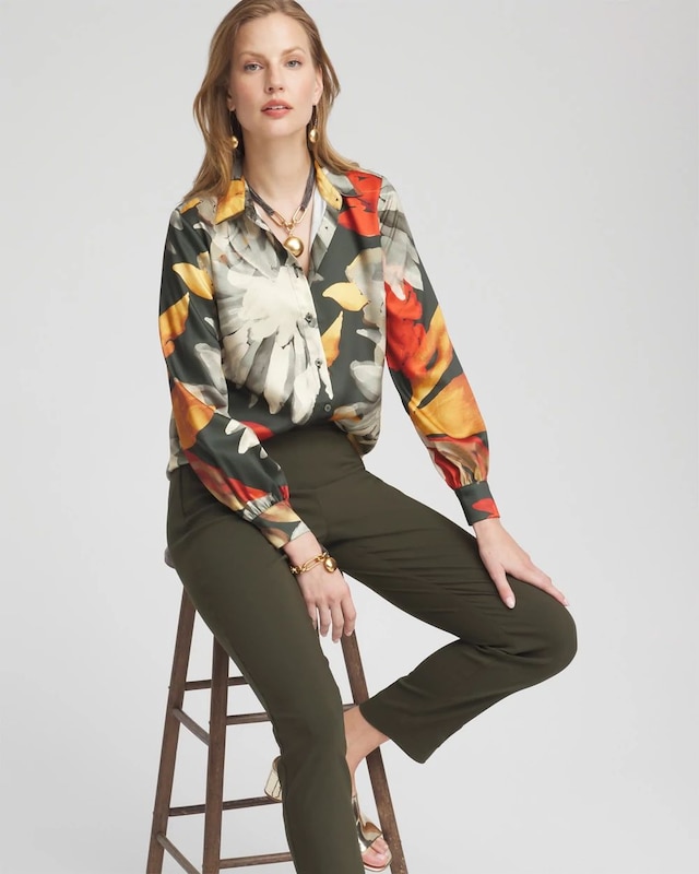 Floral Faux Silk Shirt - image 2